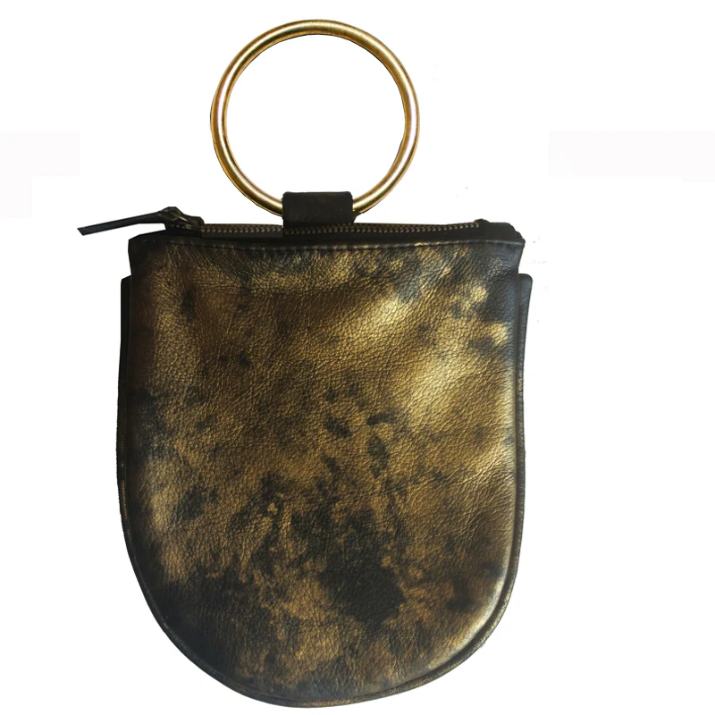 Mini Ring Wristlet - Black & Gold Smoke