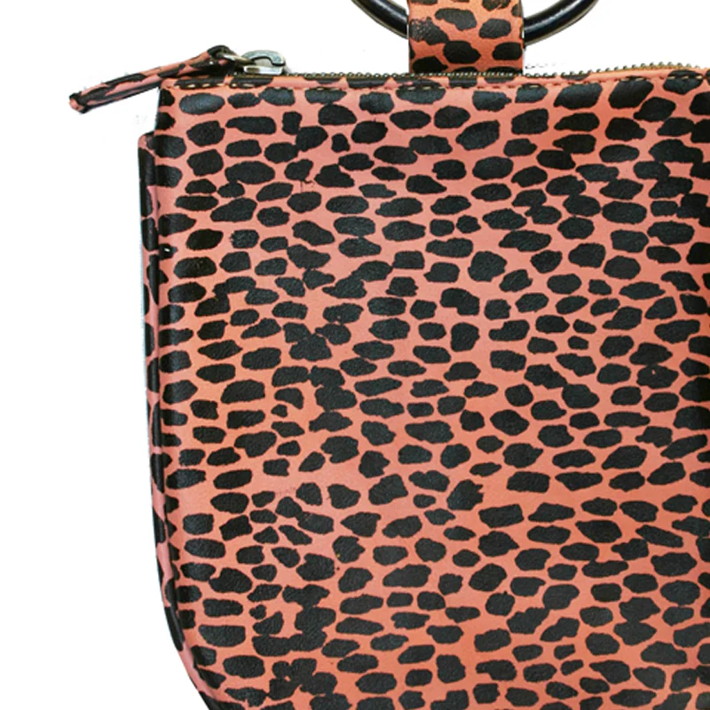 Mini Ring Wristlet - Pink & Black Abstract Animal