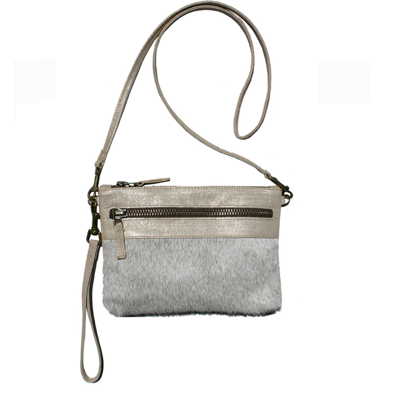 Double-Zip Bag with Two Straps - Ivory Fur